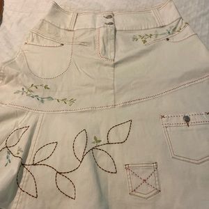 Oilily Cream Skirt with Embroidered Accents